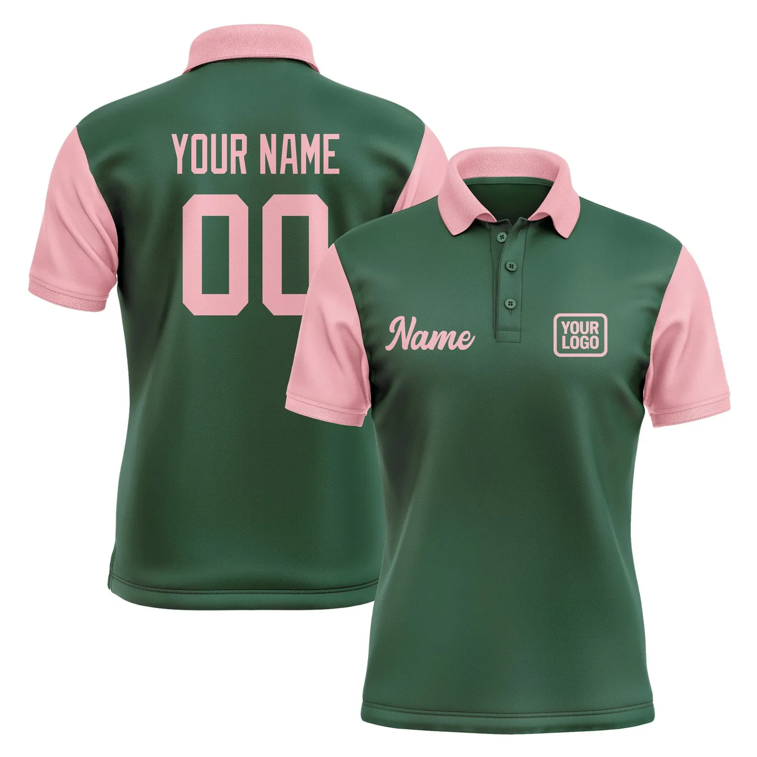 Custom Green Light Pink Short-Sleeve Polo Shirt sold by Tailorly