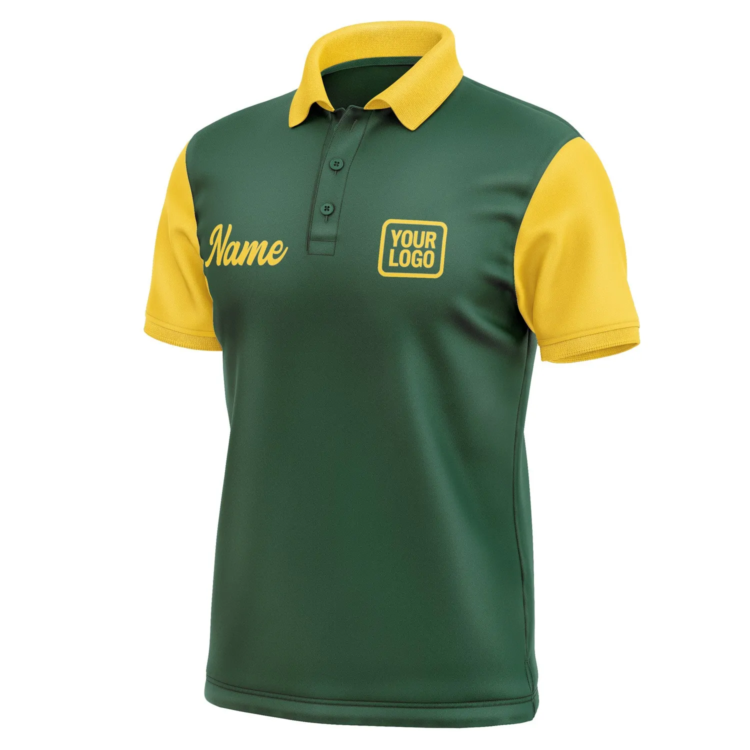 Custom Green Gold Short-Sleeve Polo Shirt sold by Tailorly product image thumbnail 4