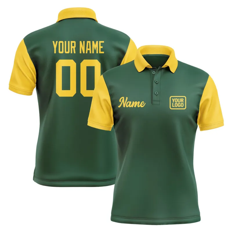 Custom Green Gold Short-Sleeve Polo Shirt made by Tailorly