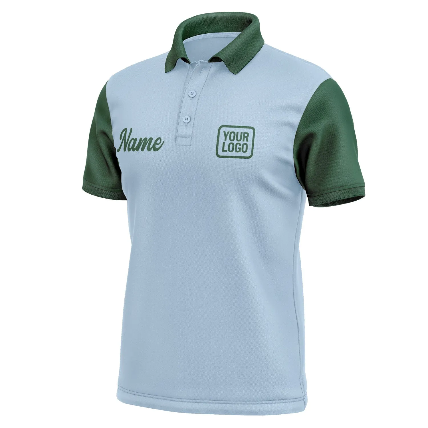 Custom Light Blue Green Short-Sleeve Polo Shirt sold by Tailorly product image thumbnail 4