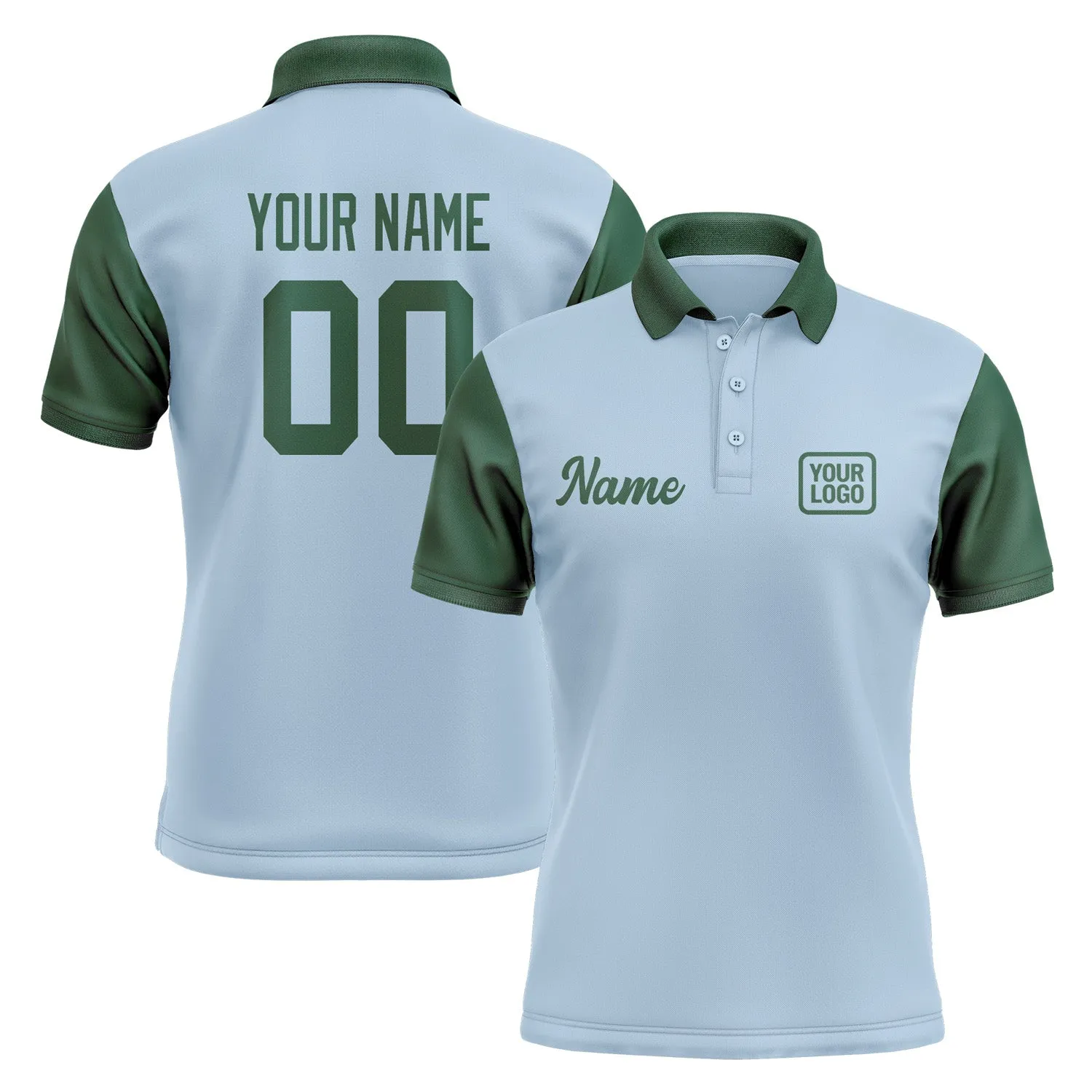 Custom Light Blue Green Short-Sleeve Polo Shirt sold by Tailorly