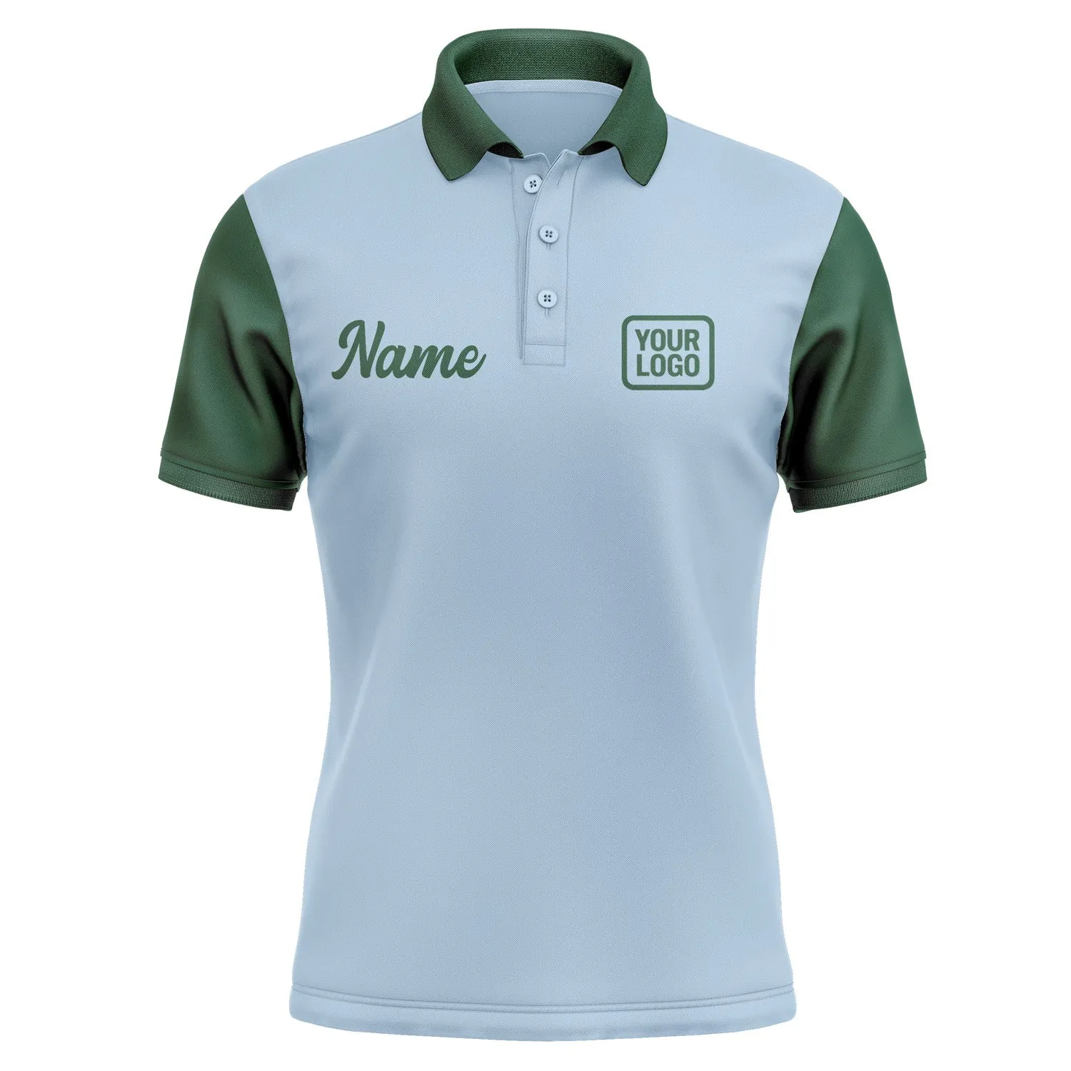 Custom Light Blue Green Short-Sleeve Polo Shirt sold by Tailorly product image thumbnail 2