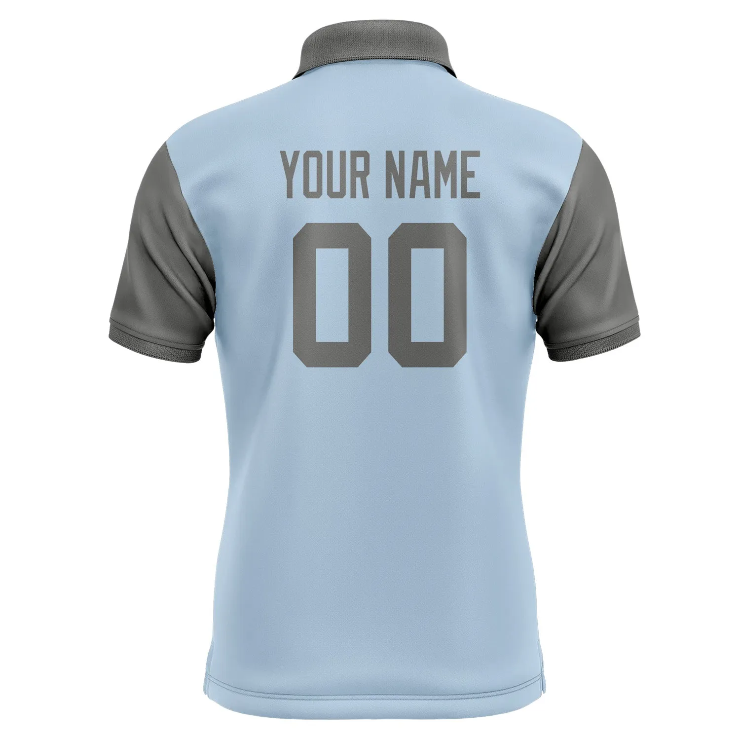 Custom Light Blue Dark Grey Short-Sleeve Polo Shirt sold by Tailorly product image thumbnail 3