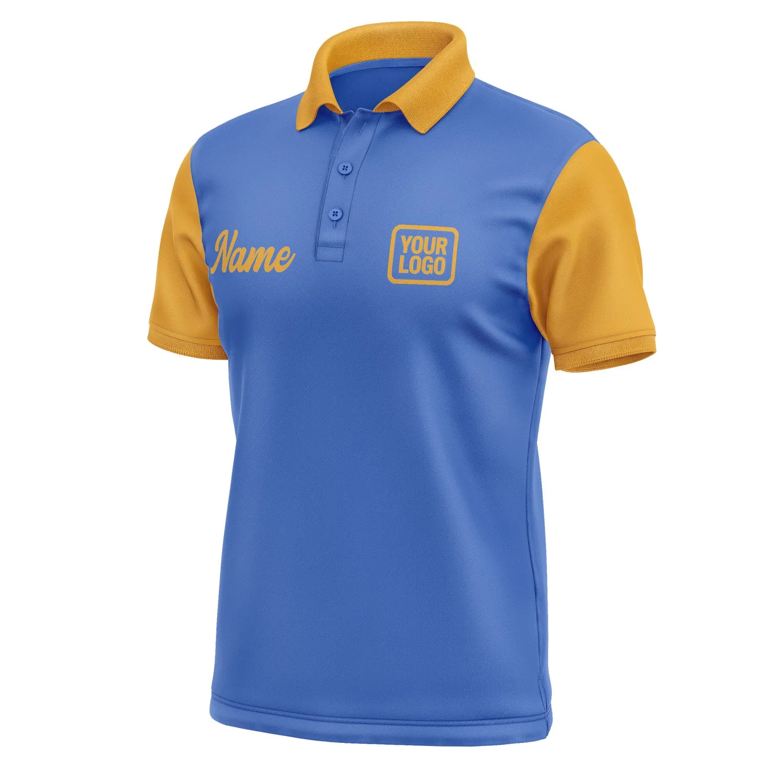 Custom Sky Blue Yellow Short-Sleeve Polo Shirt sold by Tailorly product image thumbnail 4