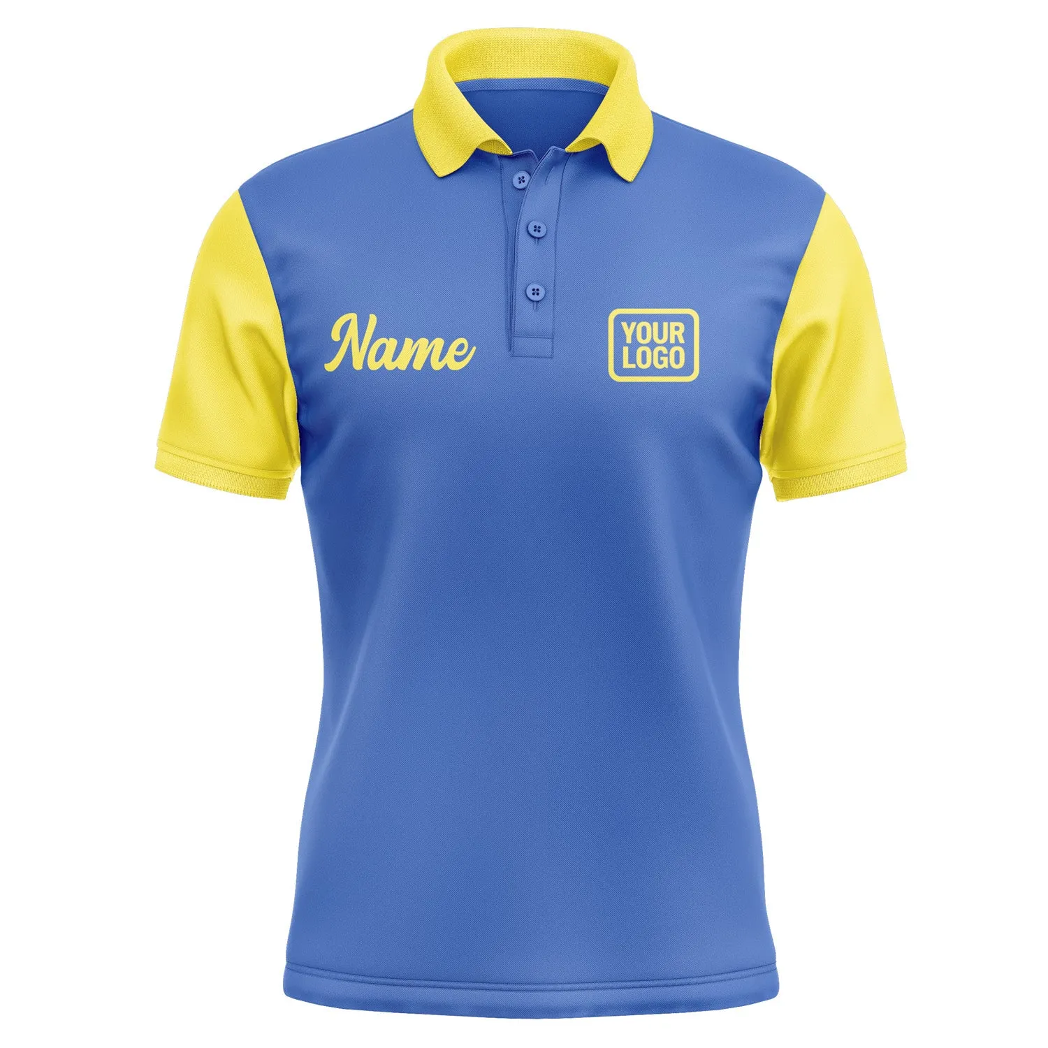 Custom Sky Blue Light Yellow Short-Sleeve Polo Shirt sold by Tailorly product image thumbnail 2