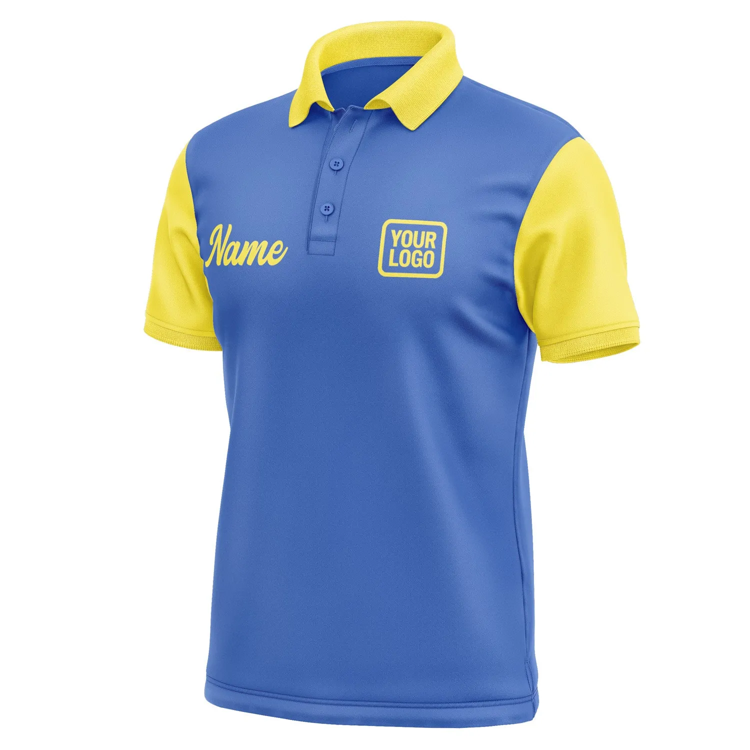 Custom Sky Blue Light Yellow Short-Sleeve Polo Shirt sold by Tailorly product image thumbnail 4
