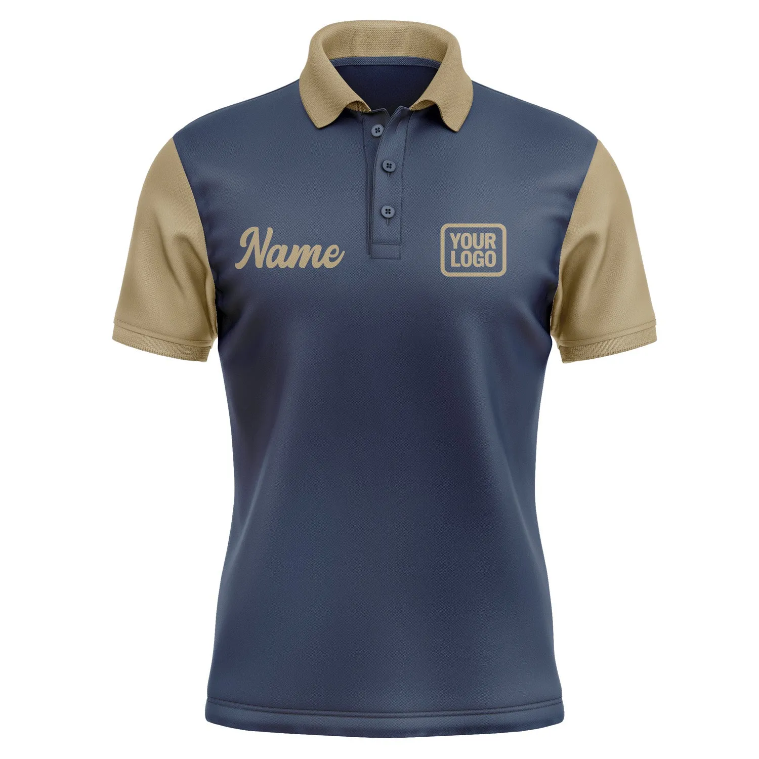 Custom Blue Light Khaki Short-Sleeve Polo Shirt sold by Tailorly product image thumbnail 2