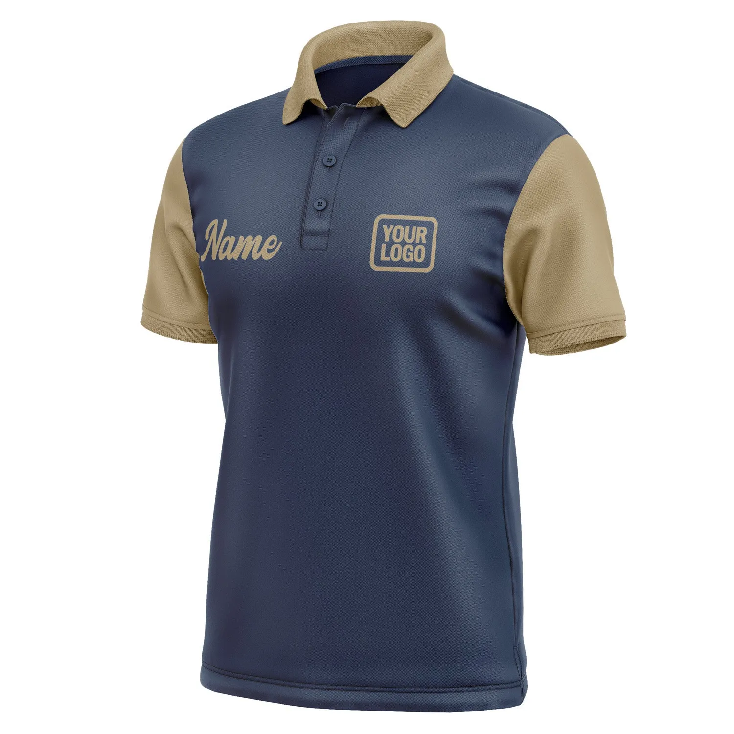 Custom Blue Light Khaki Short-Sleeve Polo Shirt sold by Tailorly product image thumbnail 4