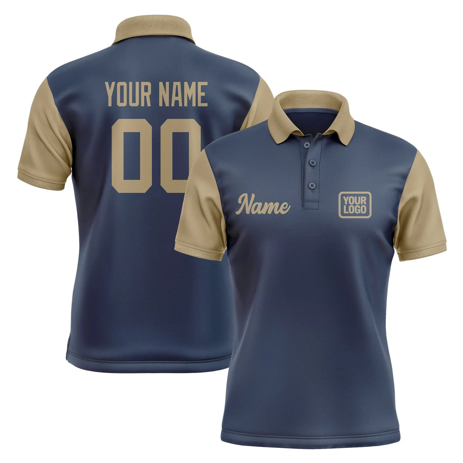 Custom Blue Light Khaki Short-Sleeve Polo Shirt sold by Tailorly