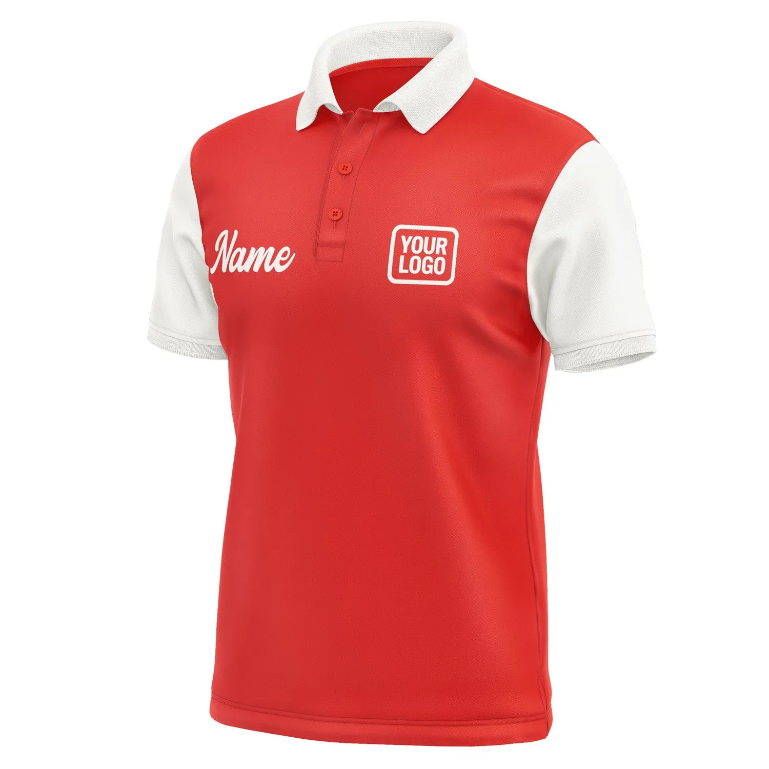 Custom Orange Red White Short-Sleeve Polo Shirt sold by Tailorly product image thumbnail 4