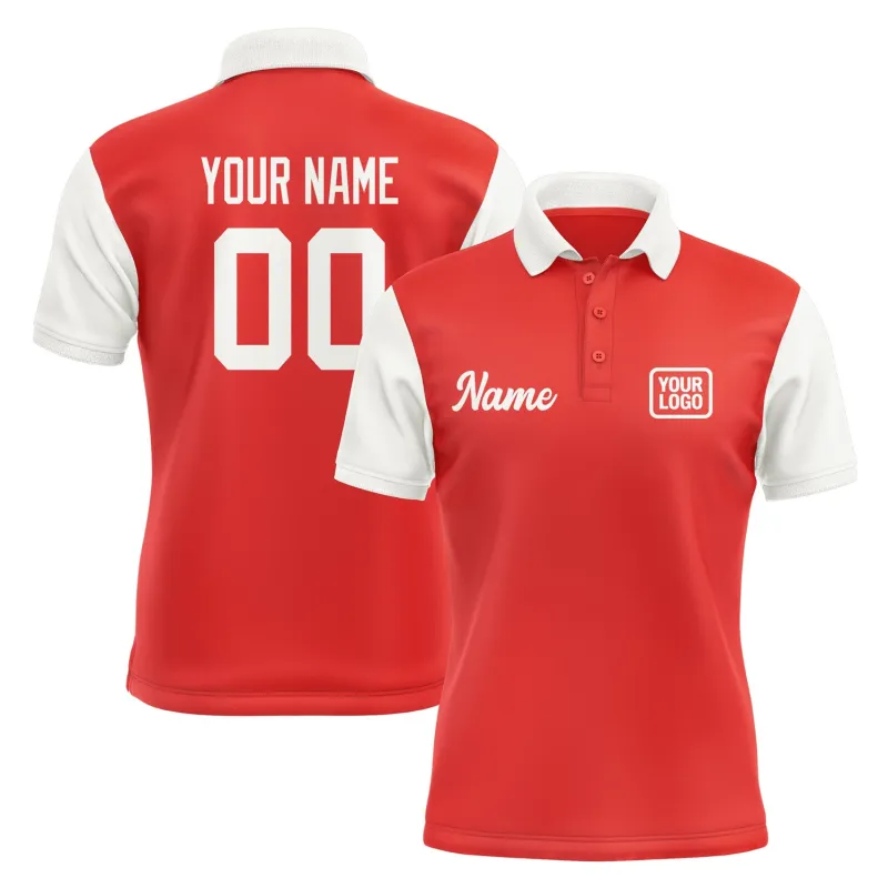 Custom Orange Red White Short-Sleeve Polo Shirt made by Tailorly