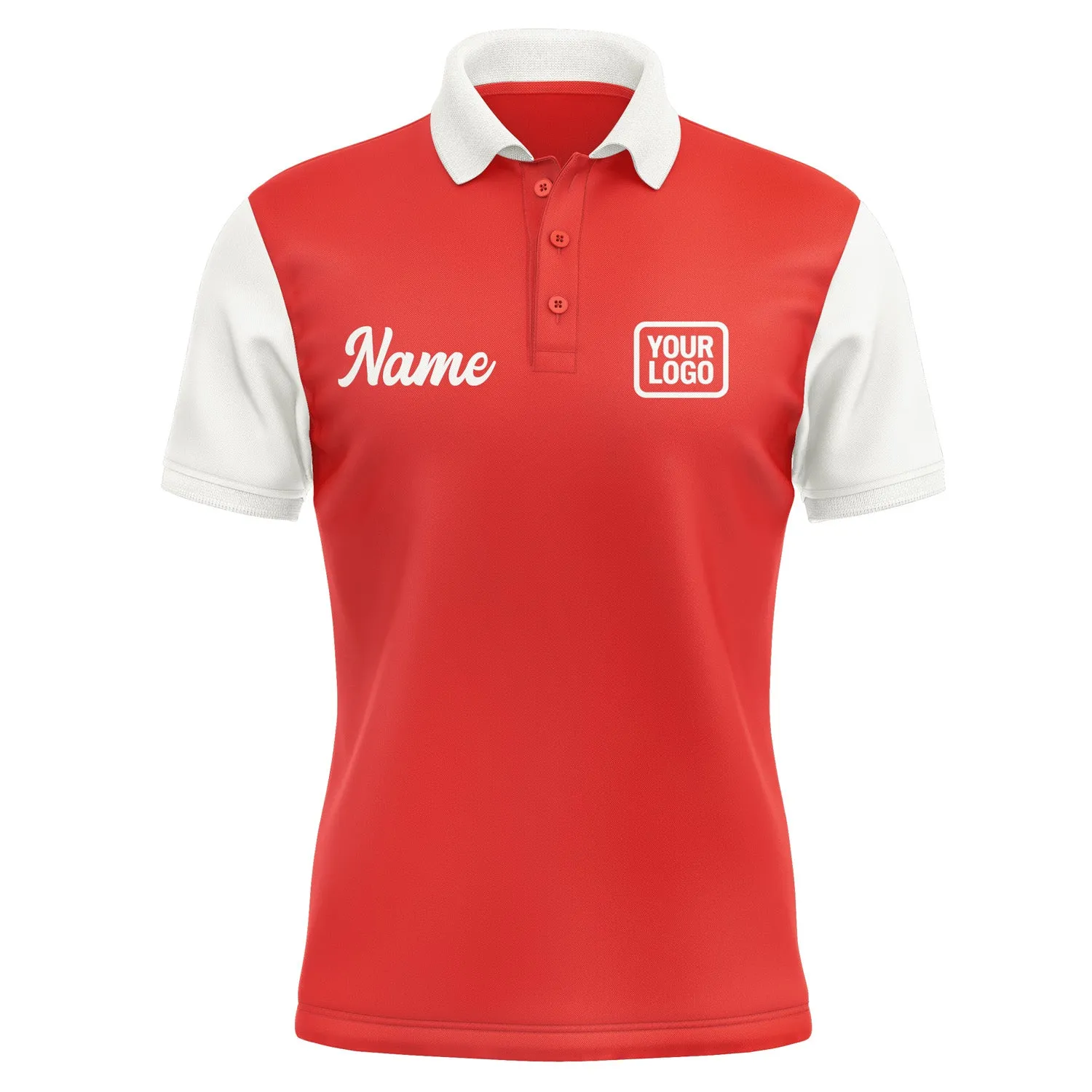 Custom Orange Red White Short-Sleeve Polo Shirt sold by Tailorly product image thumbnail 2