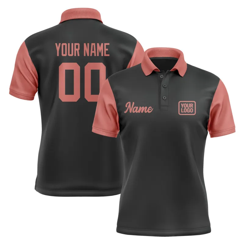 Custom Black Copper Rose Short-Sleeve Polo Shirt made by Tailorly