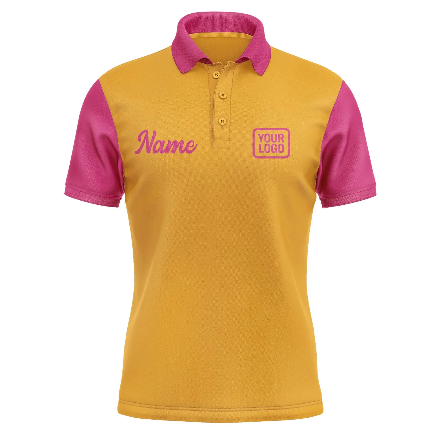 Custom Yellow Pink Short-Sleeve Polo Shirt sold by Tailorly product image thumbnail 2