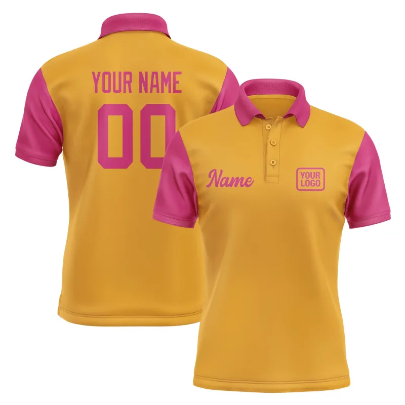 Custom Yellow Pink Short-Sleeve Polo Shirt made by Tailorly