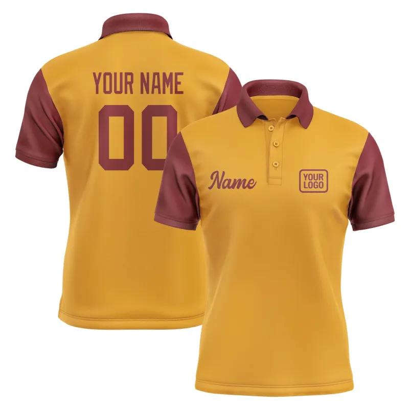Custom Yellow Crimson Red Short-Sleeve Polo Shirt made by Tailorly
