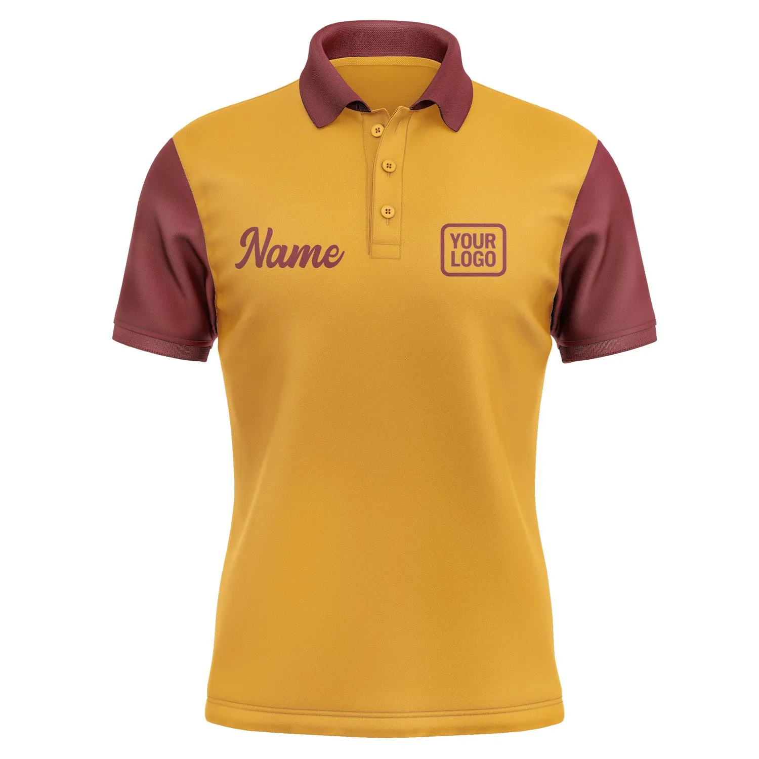 Custom Yellow Crimson Red Short-Sleeve Polo Shirt sold by Tailorly product image thumbnail 2