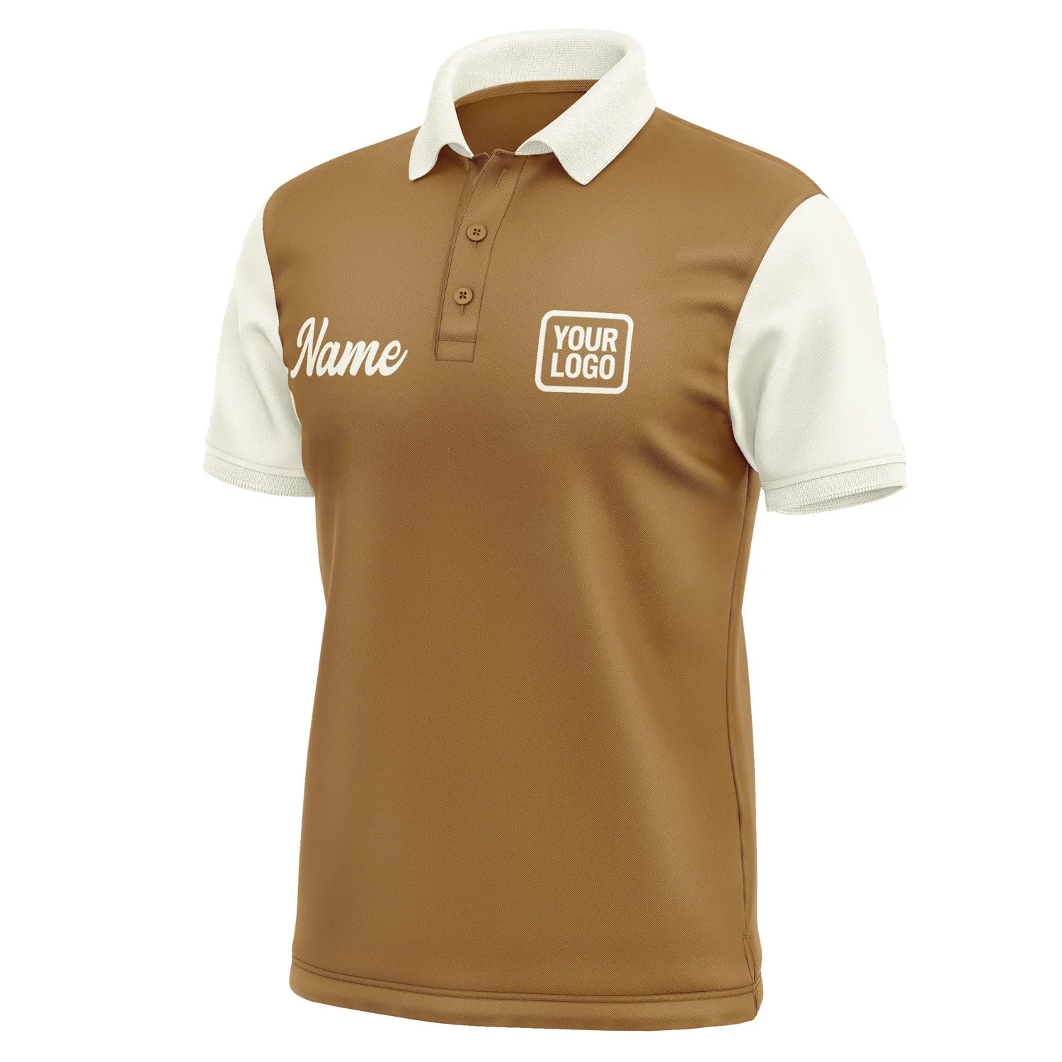 Custom Khaki Cream Short-Sleeve Polo Shirt sold by Tailorly product image thumbnail 4
