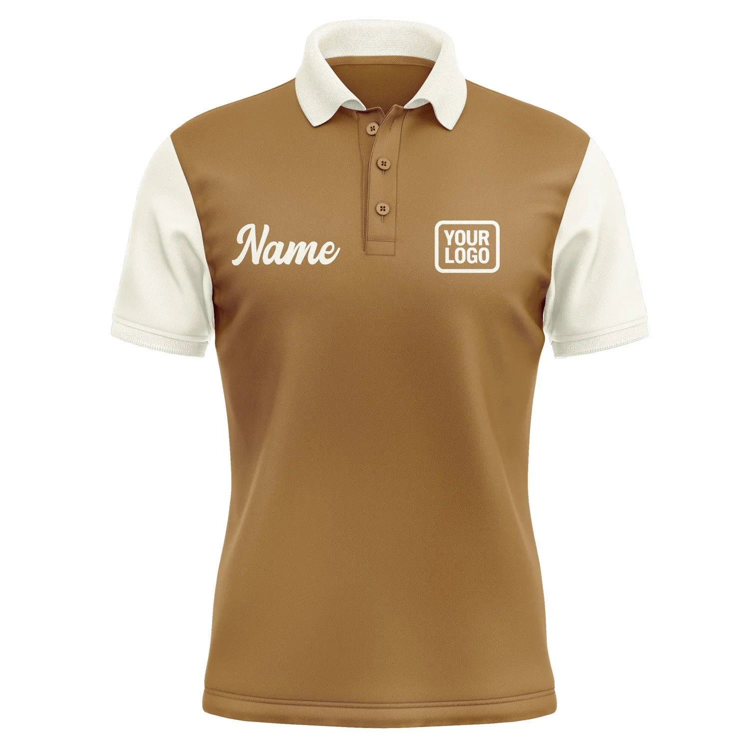 Custom Khaki Cream Short-Sleeve Polo Shirt sold by Tailorly product image thumbnail 2