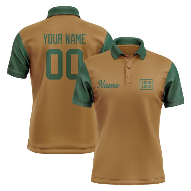 Custom Khaki Green Short-Sleeve Polo Shirt made by Tailorly