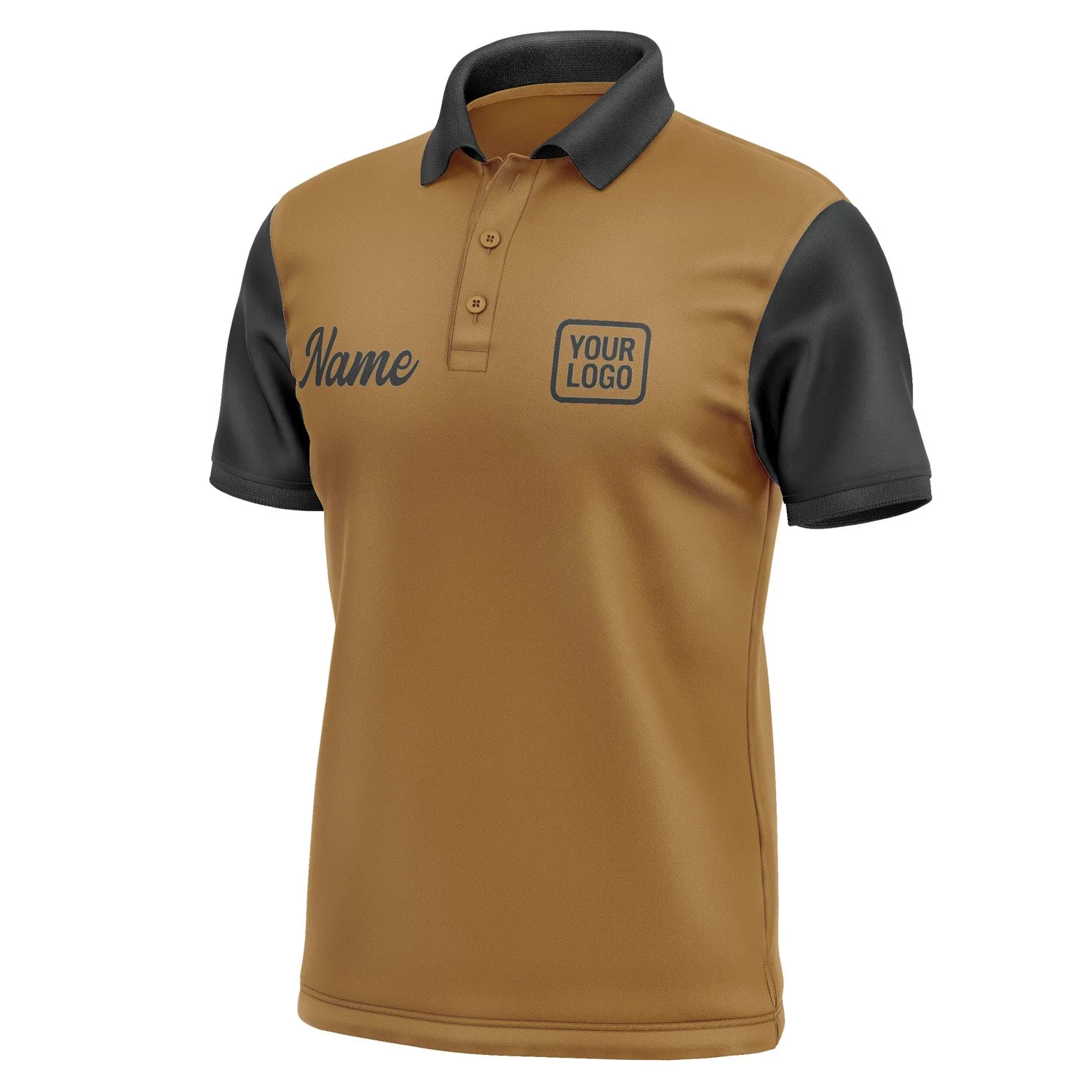 Custom Khaki Black Short-Sleeve Polo Shirt sold by Tailorly product image thumbnail 4