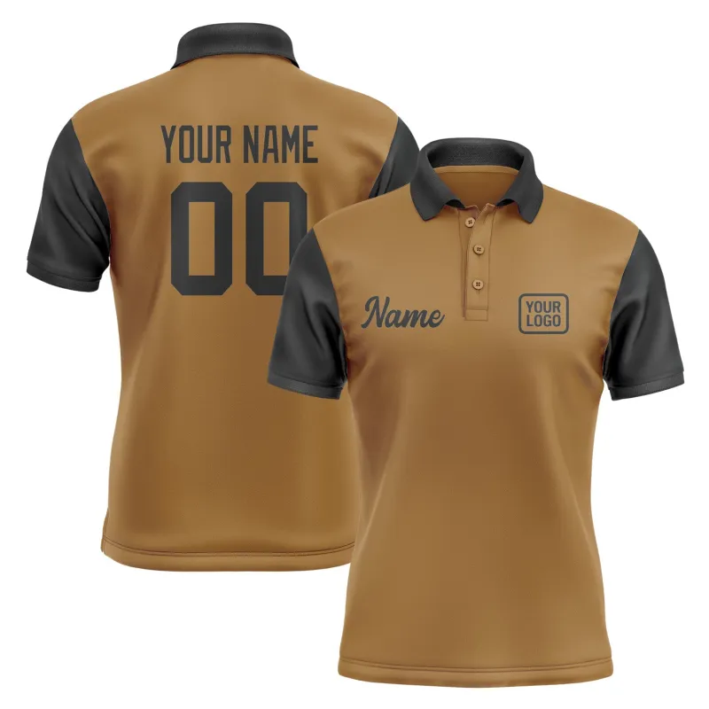 Custom Khaki Black Short-Sleeve Polo Shirt made by Tailorly