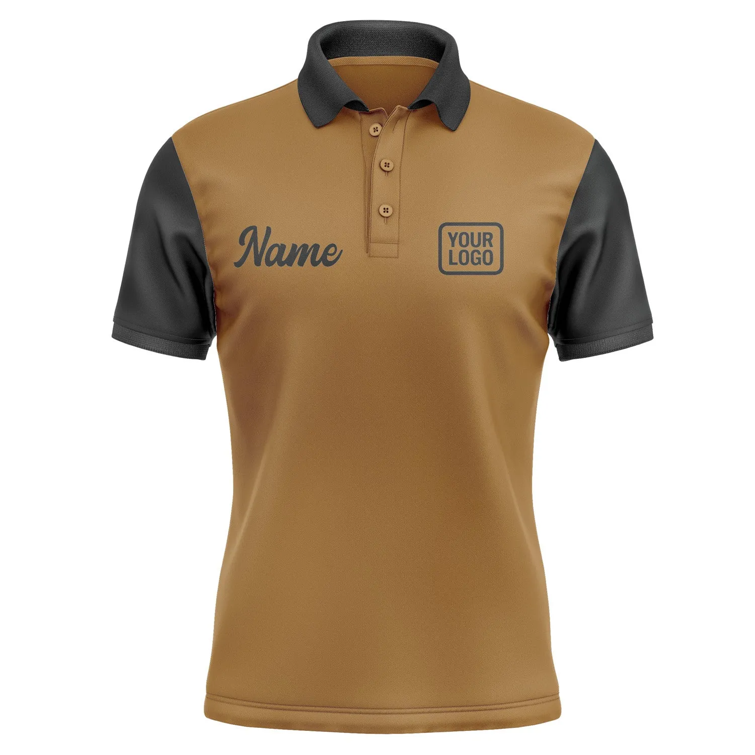 Custom Khaki Black Short-Sleeve Polo Shirt sold by Tailorly product image thumbnail 2