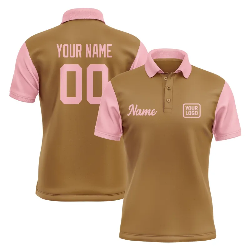 Custom Khaki Light Pink Short-Sleeve Polo Shirt sold by Tailorly