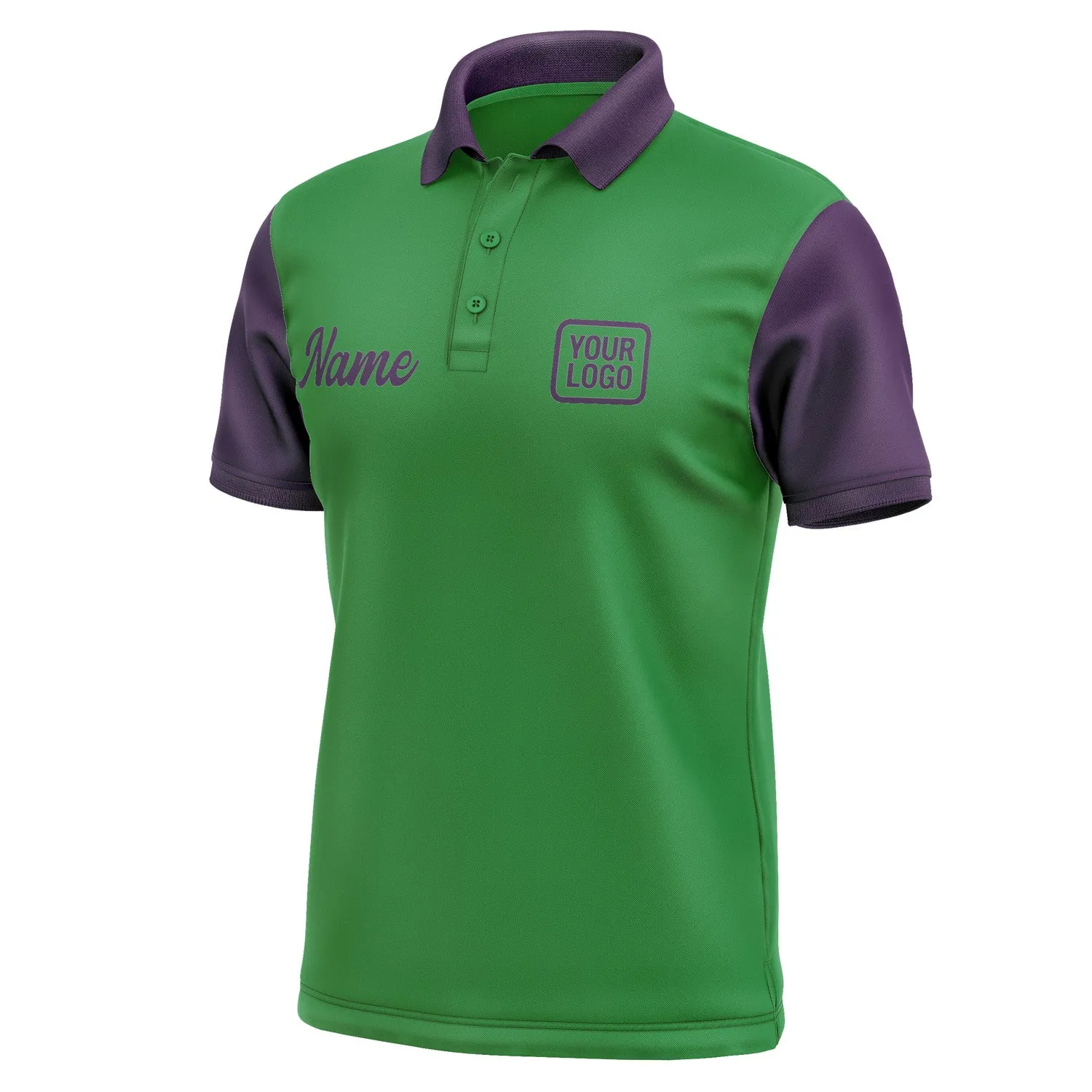 Custom Emerald Green Purple Short-Sleeve Polo Shirt sold by Tailorly product image thumbnail 4