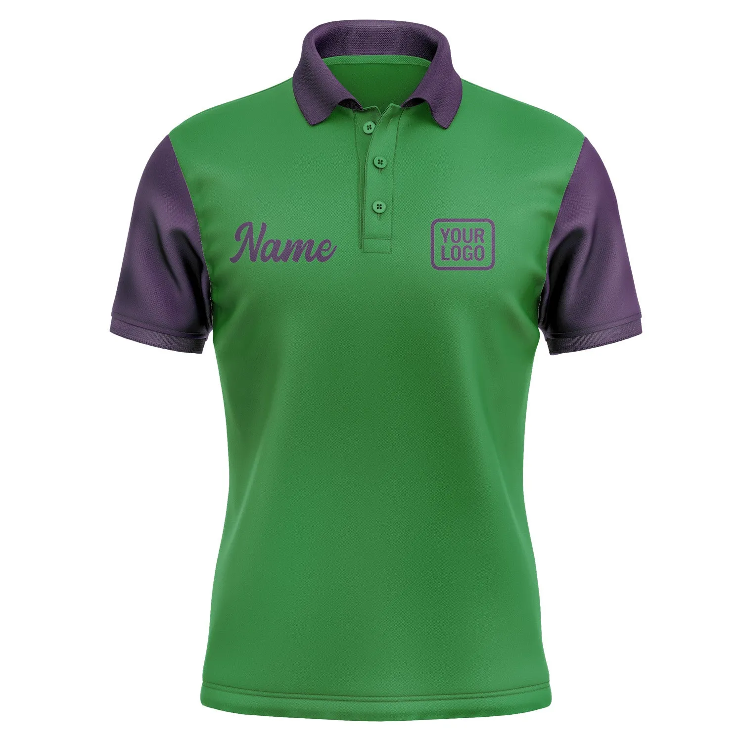 Custom Emerald Green Purple Short-Sleeve Polo Shirt sold by Tailorly product image thumbnail 2