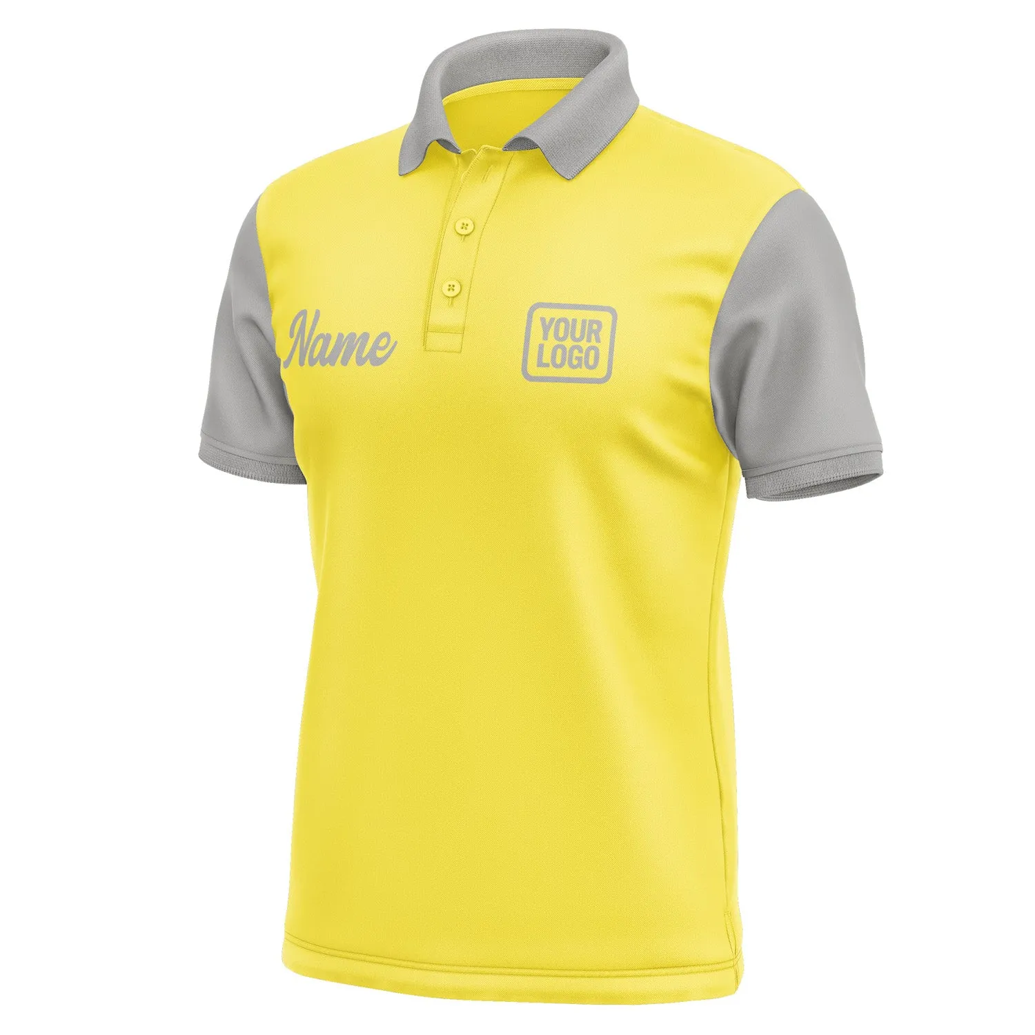 Custom Light Yellow Gray Short-Sleeve Polo Shirt sold by Tailorly product image thumbnail 4