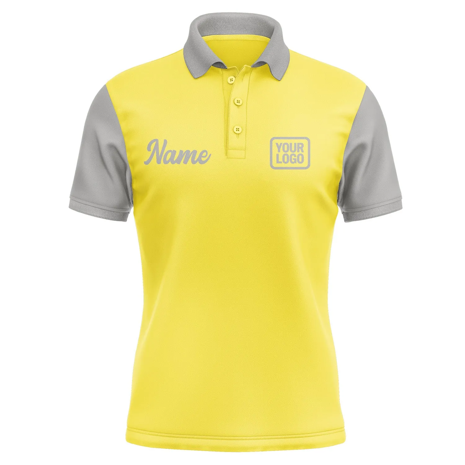 Custom Light Yellow Gray Short-Sleeve Polo Shirt sold by Tailorly product image thumbnail 2