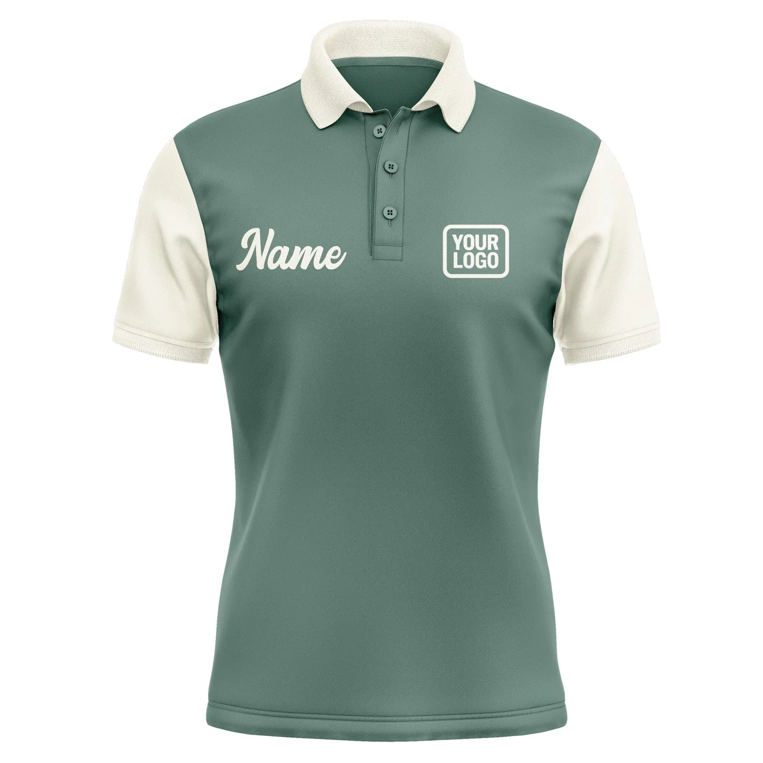 Custom Blue Green Cream Short-Sleeve Polo Shirt sold by Tailorly product image thumbnail 2