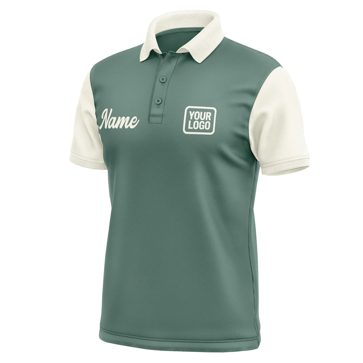 Custom Blue Green Cream Short-Sleeve Polo Shirt sold by Tailorly product image thumbnail 4