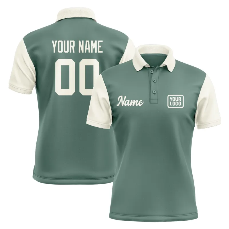 Custom Blue Green Cream Short-Sleeve Polo Shirt made by Tailorly
