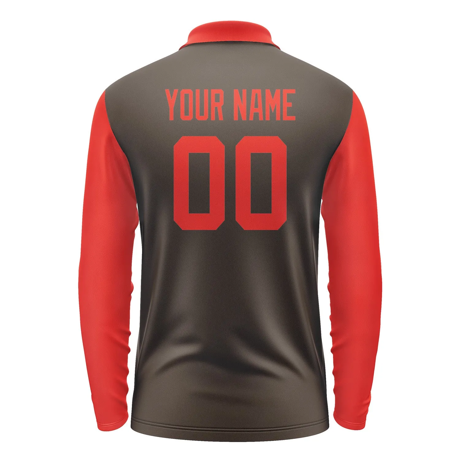 Custom Brown Orange Red Long Sleeve Polo Shirt sold by Tailorly product image thumbnail 3