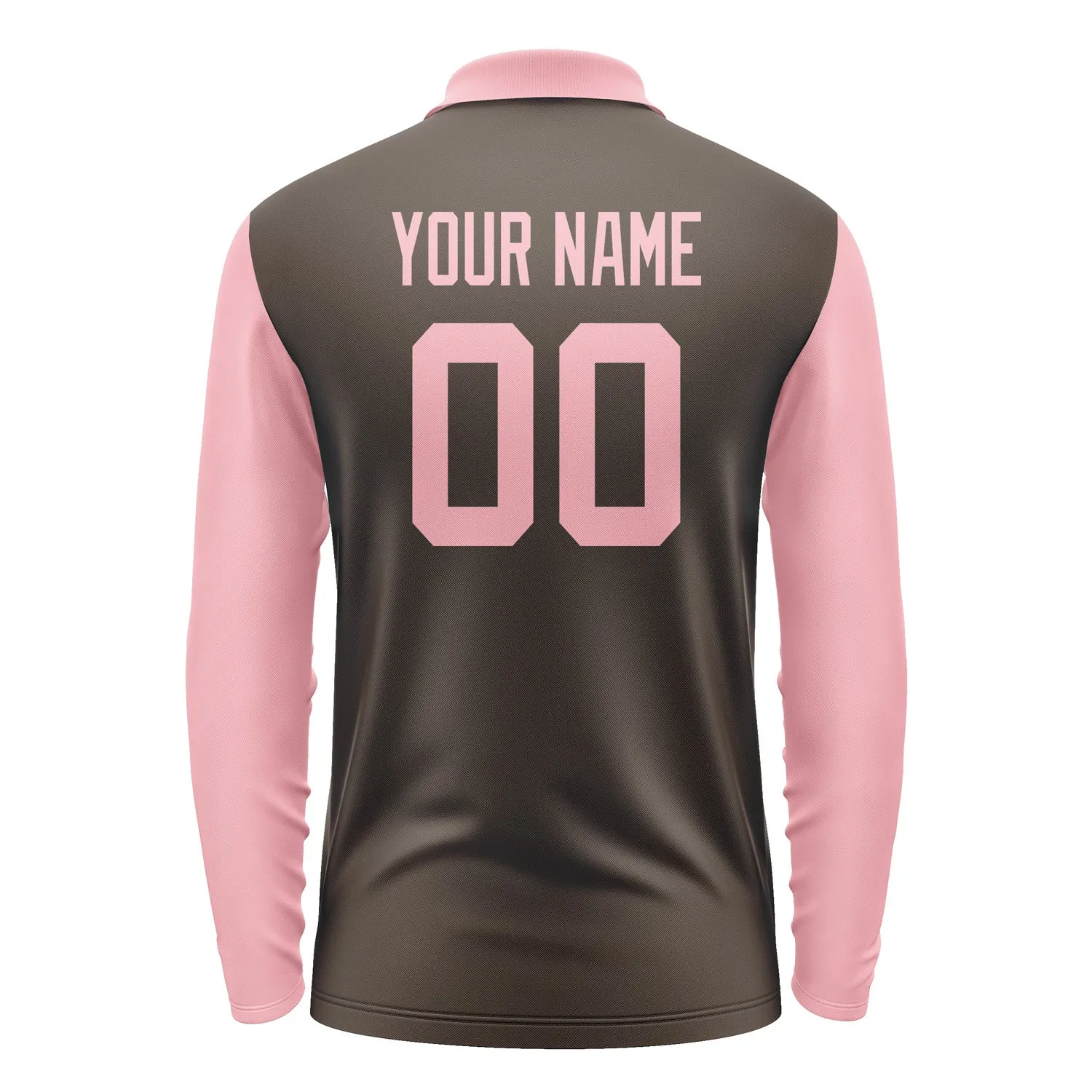 Custom Brown Light Pink Long Sleeve Polo Shirt sold by Tailorly product image thumbnail 3