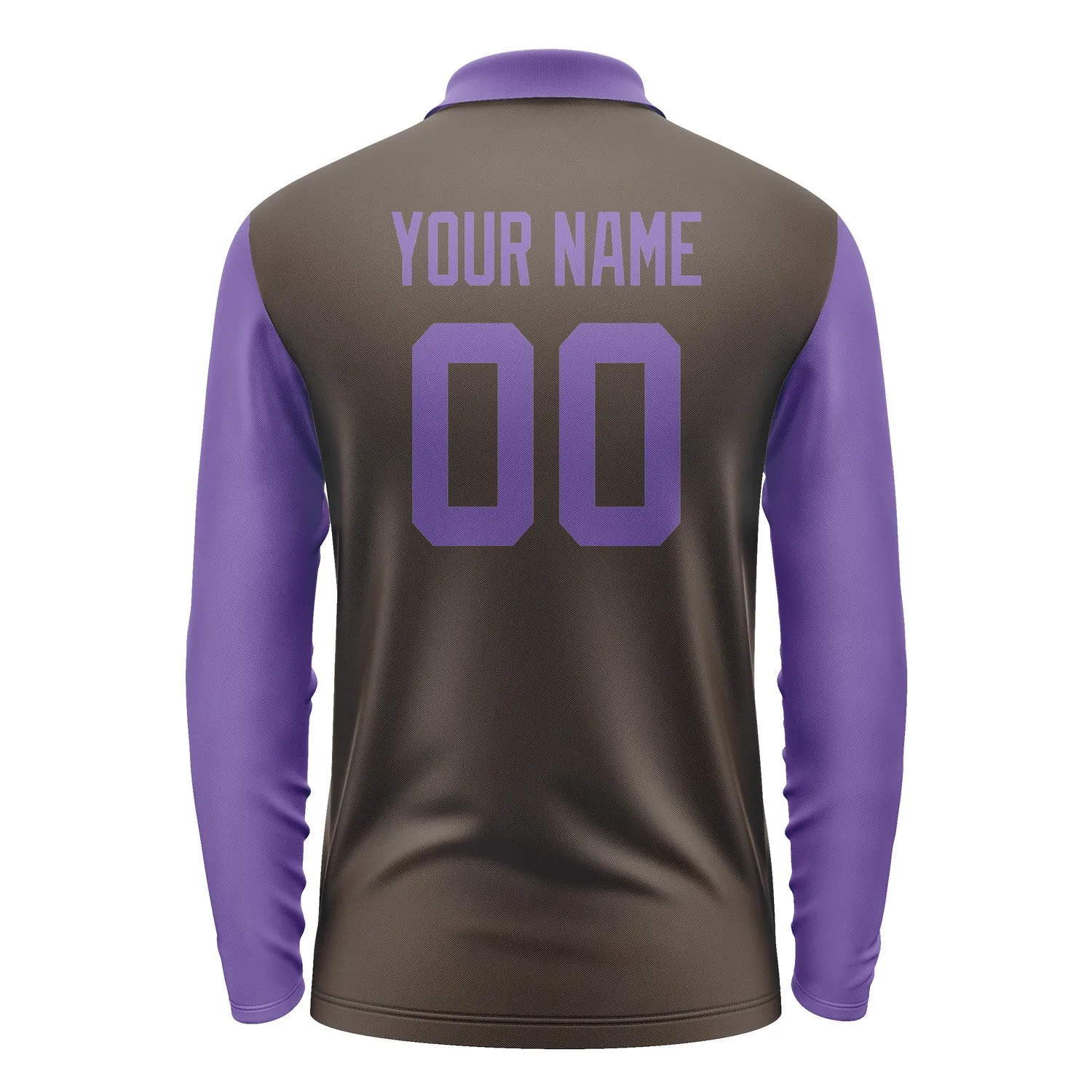 Custom Brown Light Purple Long Sleeve Polo Shirt sold by Tailorly product image thumbnail 3