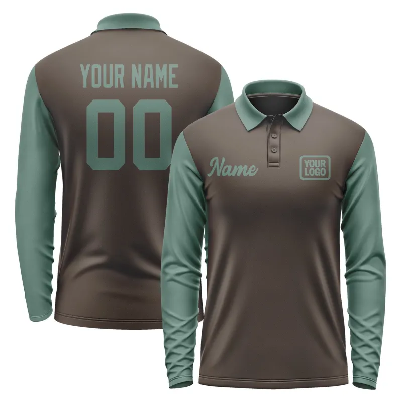 Custom Brown Blue Green Long Sleeve Polo Shirt sold by Tailorly