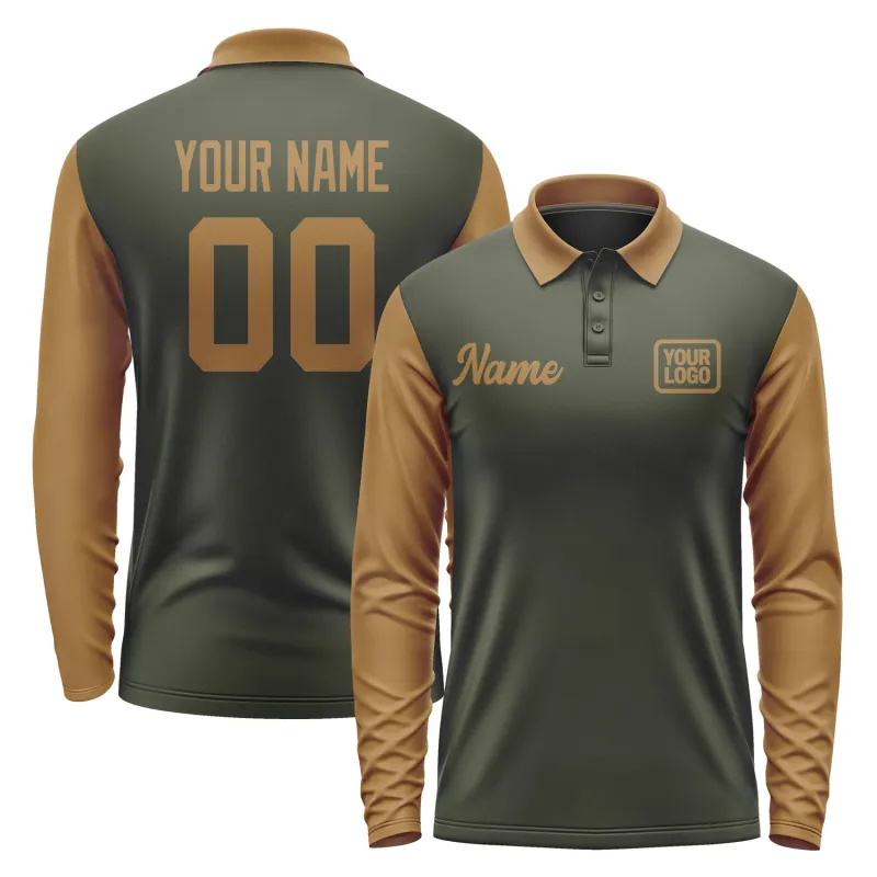 Custom Olive Khaki Long Sleeve Polo Shirt sold by Tailorly
