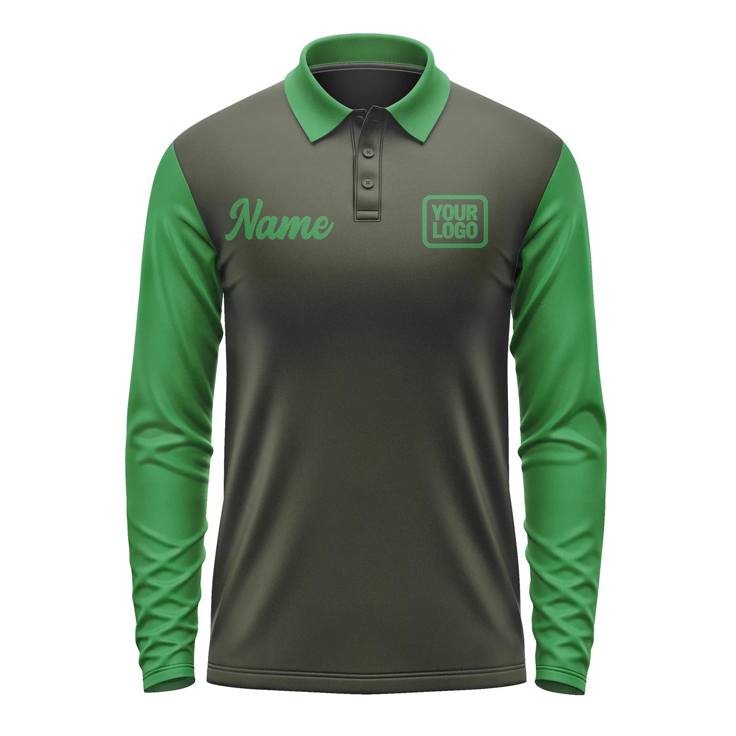 Custom Olive Emerald Green Long Sleeve Polo Shirt sold by Tailorly product image thumbnail 2