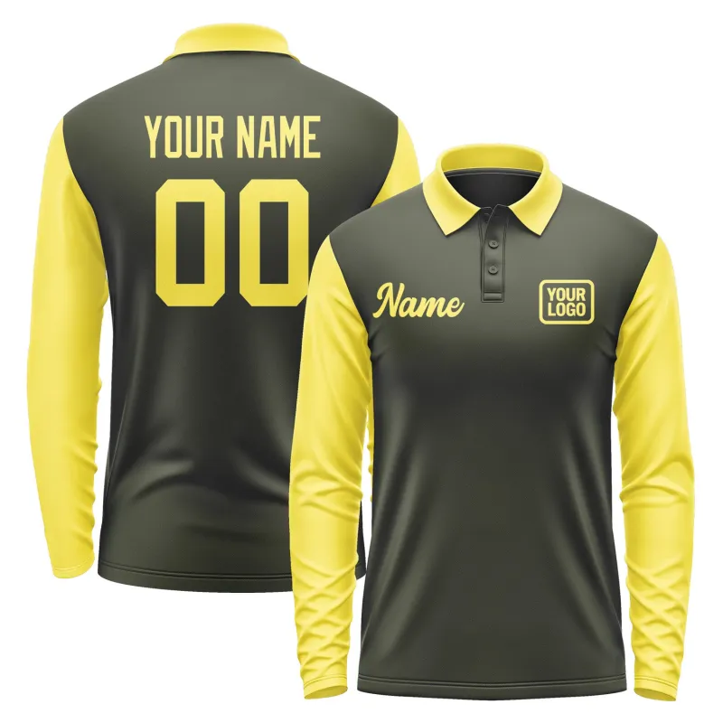 Custom Olive Light Yellow Long Sleeve Polo Shirt sold by Tailorly