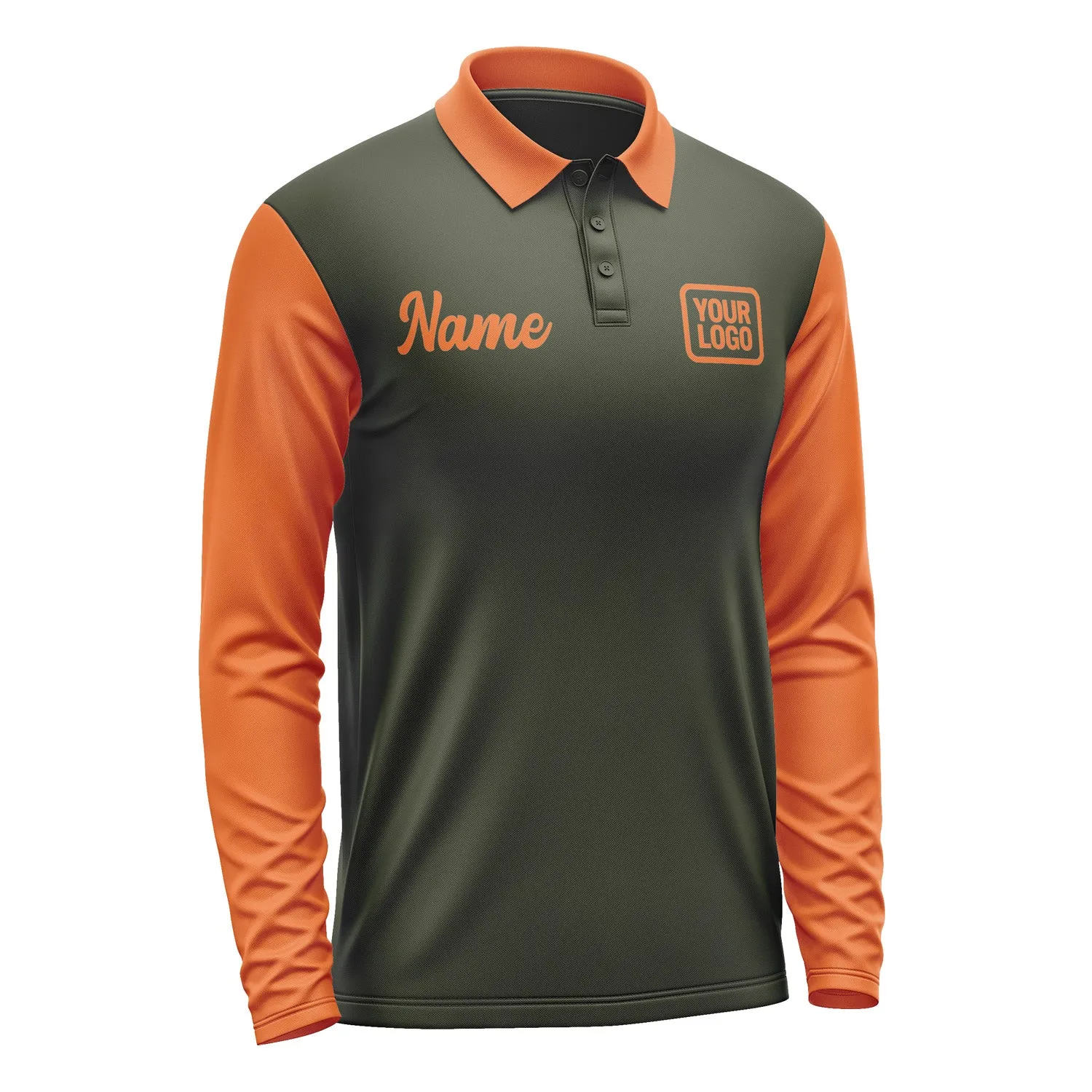Custom Olive Orange Long Sleeve Polo Shirt sold by Tailorly product image thumbnail 4
