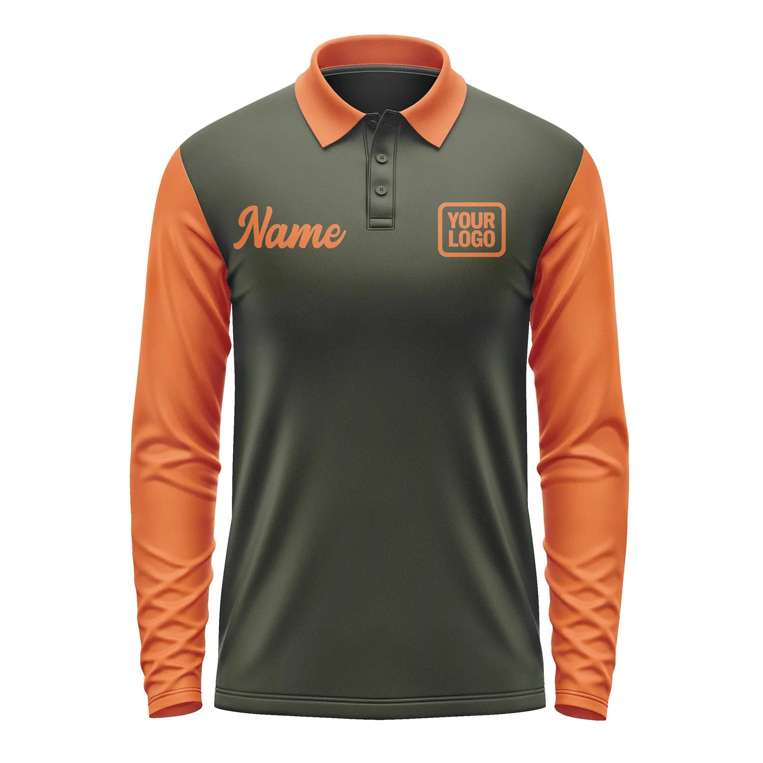 Custom Olive Orange Long Sleeve Polo Shirt sold by Tailorly product image thumbnail 2