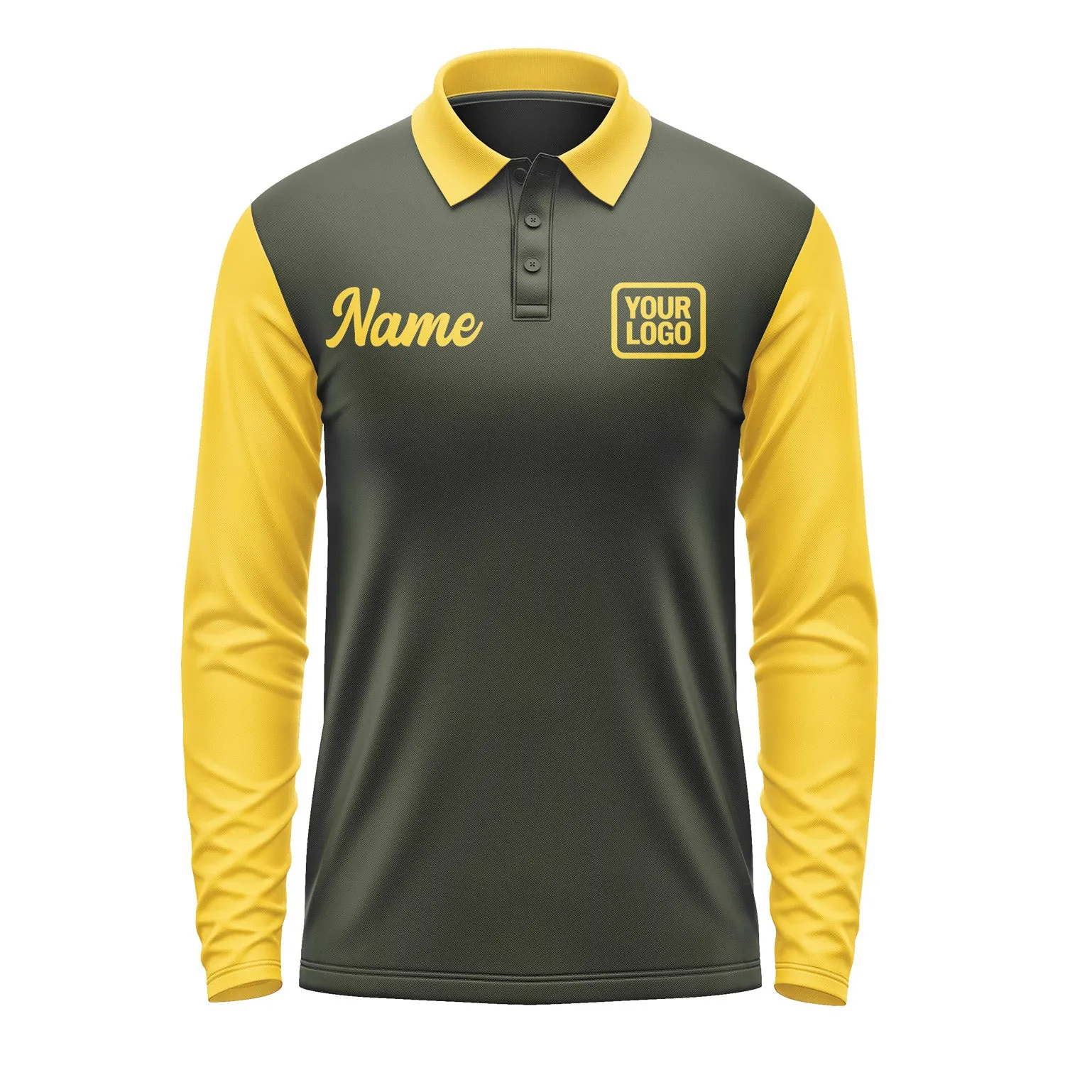 Custom Olive Gold Long Sleeve Polo Shirt sold by Tailorly product image thumbnail 2