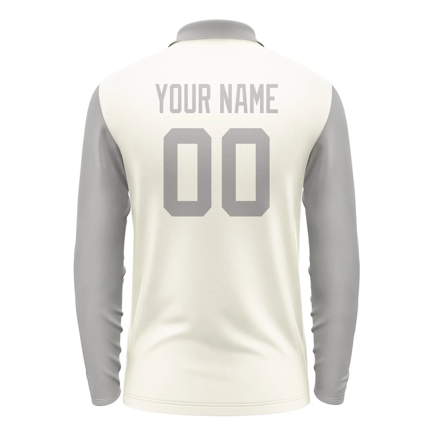 Custom Cream Gray Long Sleeve Polo Shirt sold by Tailorly product image thumbnail 3