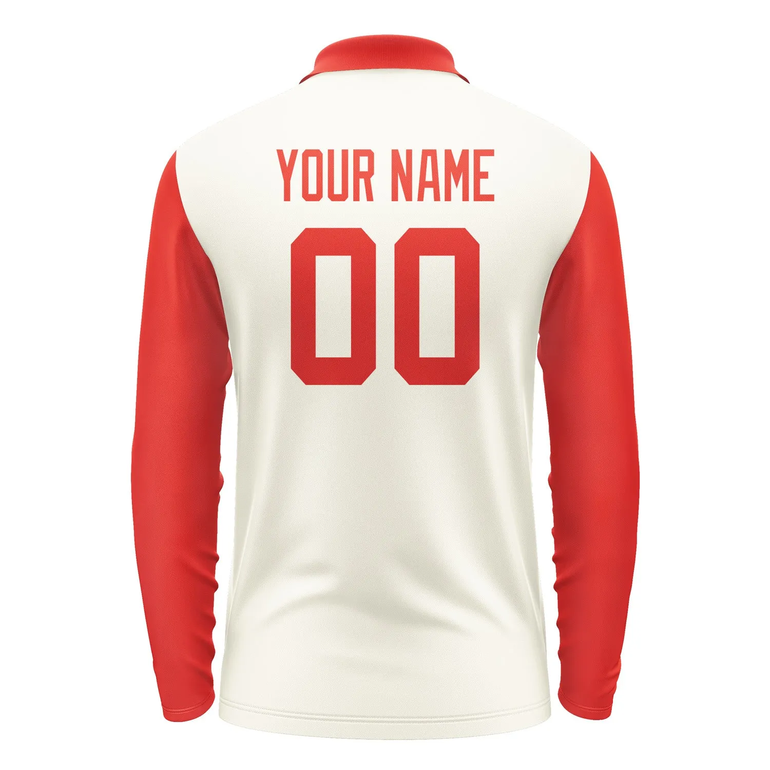 Custom Cream Orange Red Long Sleeve Polo Shirt sold by Tailorly product image thumbnail 3