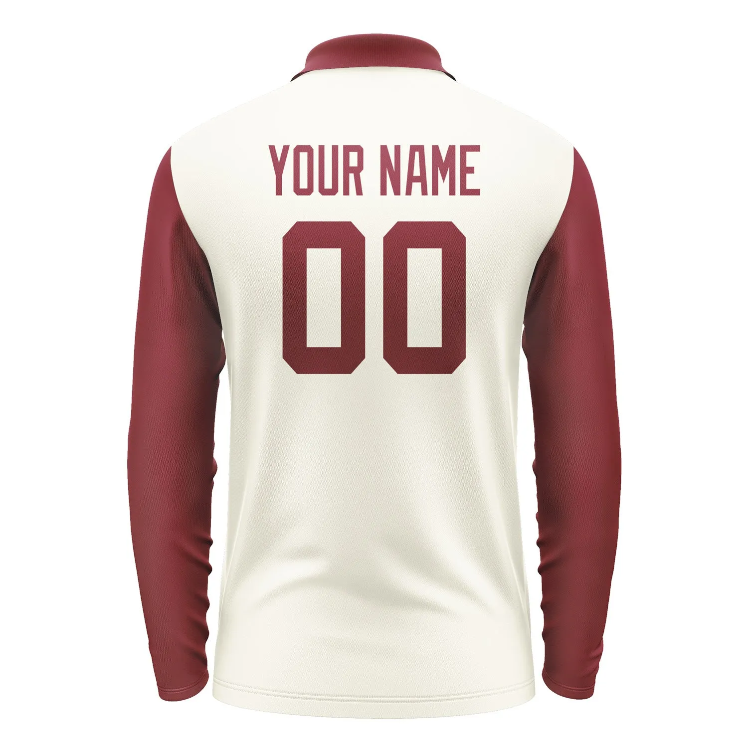 Custom Cream Crimson Red Long Sleeve Polo Shirt sold by Tailorly product image thumbnail 3