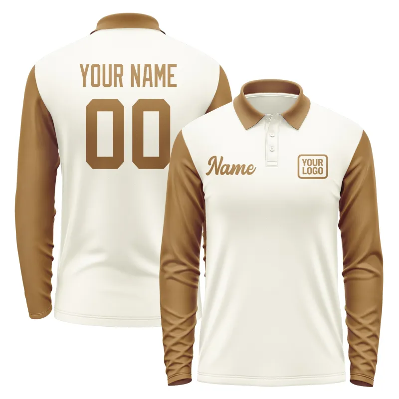 Custom Cream Khaki Long Sleeve Polo Shirt sold by Tailorly