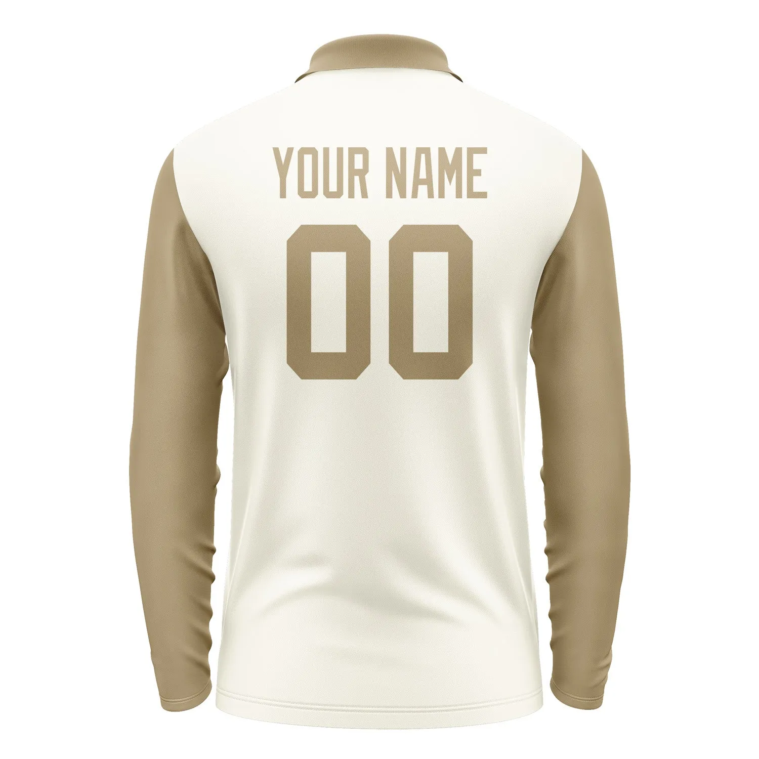 Custom Cream Light Khaki Long Sleeve Polo Shirt sold by Tailorly product image thumbnail 3